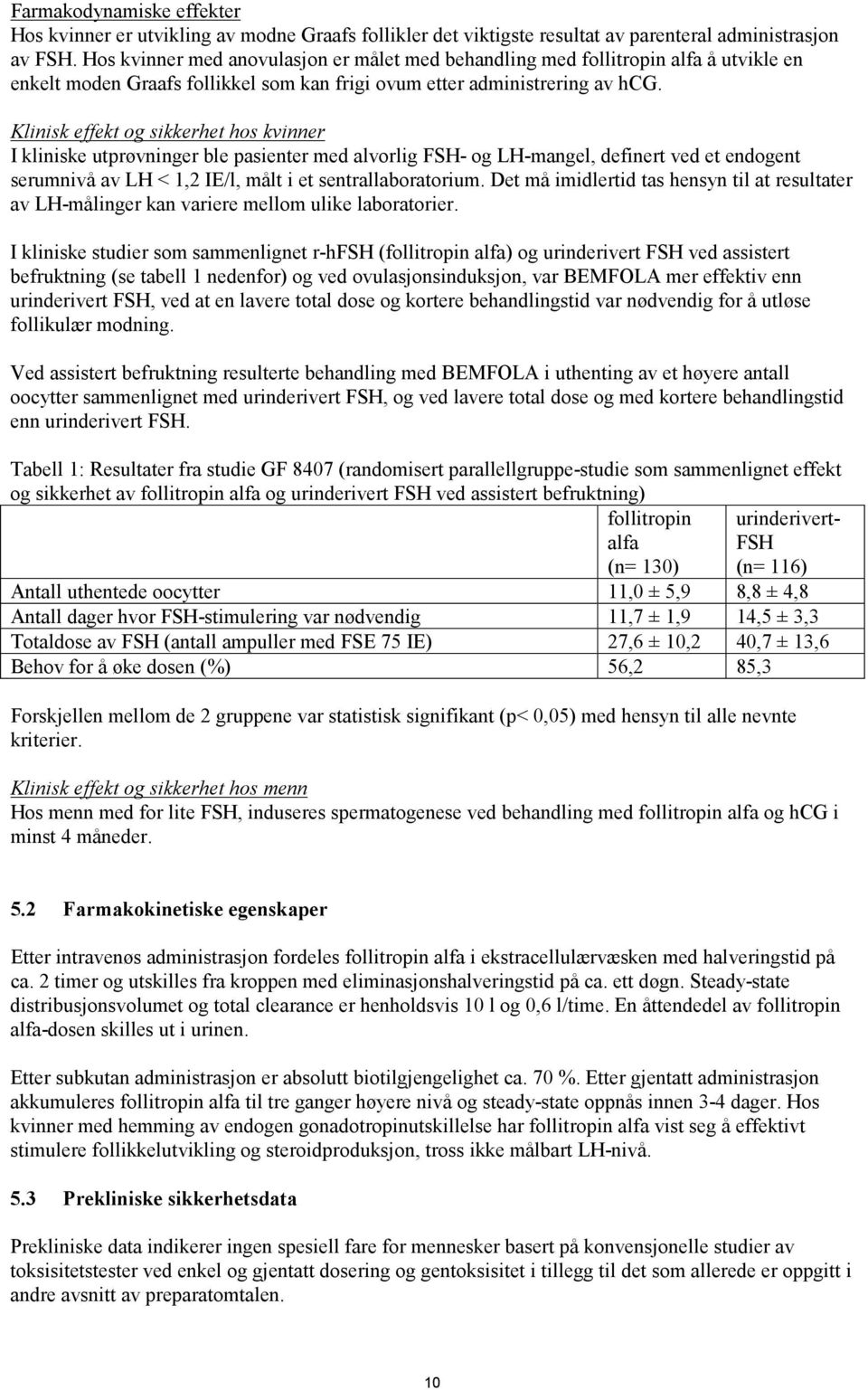 Klinisk effekt og sikkerhet hos kvinner I kliniske utprøvninger ble pasienter med alvorlig FSH- og LH-mangel, definert ved et endogent serumnivå av LH < 1,2 IE/l, målt i et sentrallaboratorium.