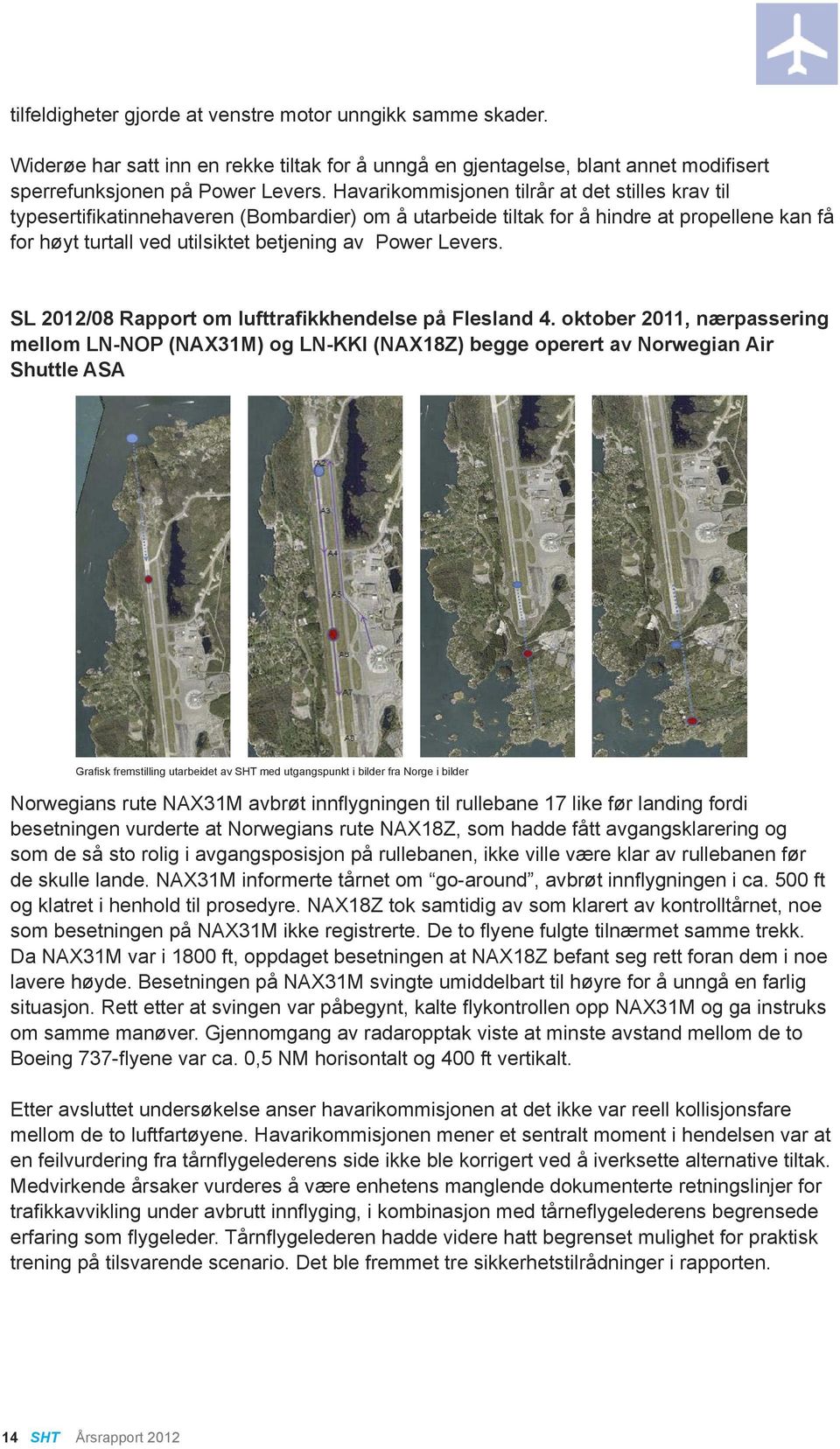 Levers. SL 2012/08 Rapport om lufttrafikkhendelse på Flesland 4.