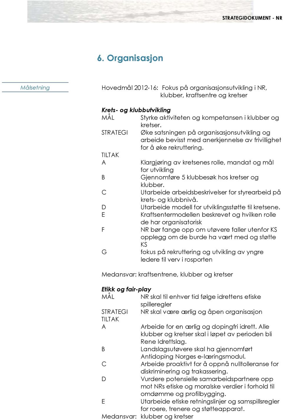 STRTEGI Øke satsningen på organisasjonsutvikling og arbeide bevisst med anerkjennelse av frivillighet for å øke rekruttering.