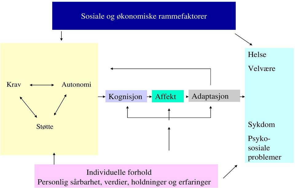 Sykdom Psykososiale problemer Individuelle forhold