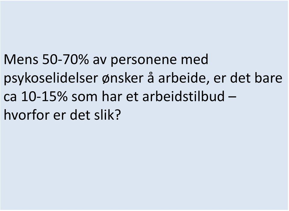 arbeide, er det bare ca 10-15%