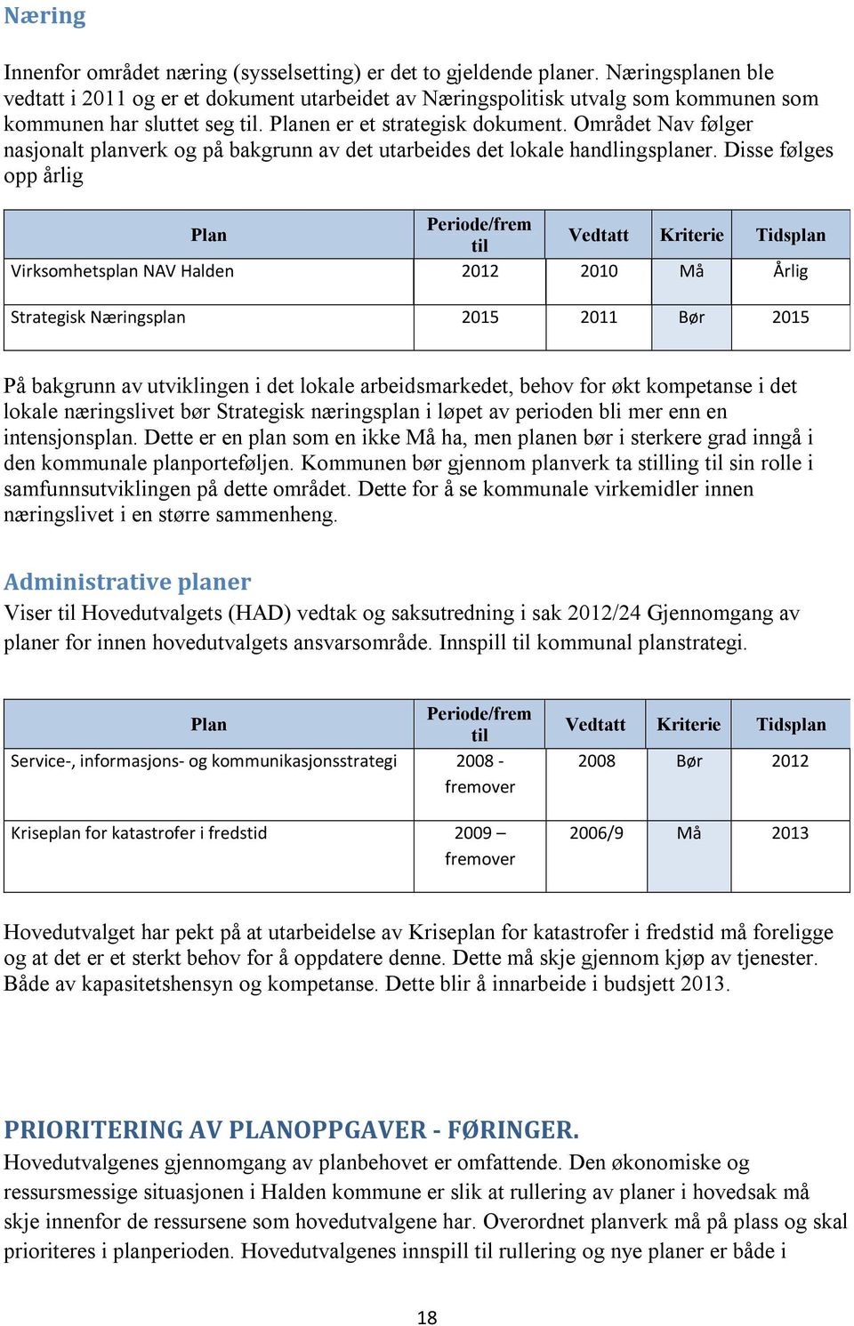 Området Nav følger nasjonalt planverk og på bakgrunn av det utarbeides det lokale handlingsplaner.