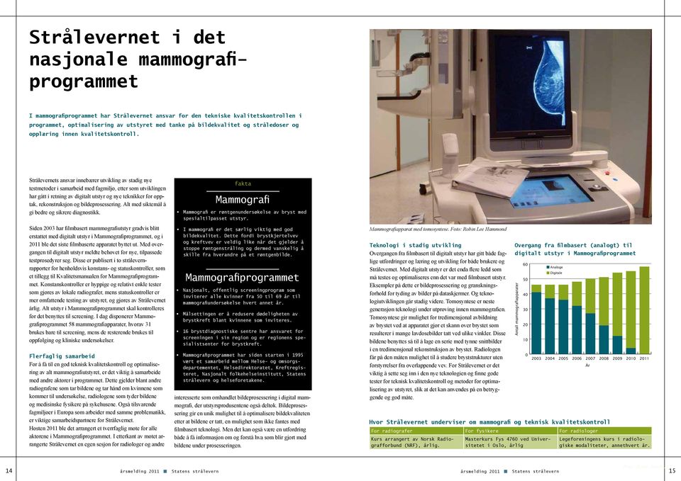 Strålevernets ansvar innebærer utvikling av stadig nye testmetoder i samarbeid med fagmiljø, etter som utviklingen har gått i retning av digitalt utstyr og nye teknikker for opptak, rekonstruksjon og