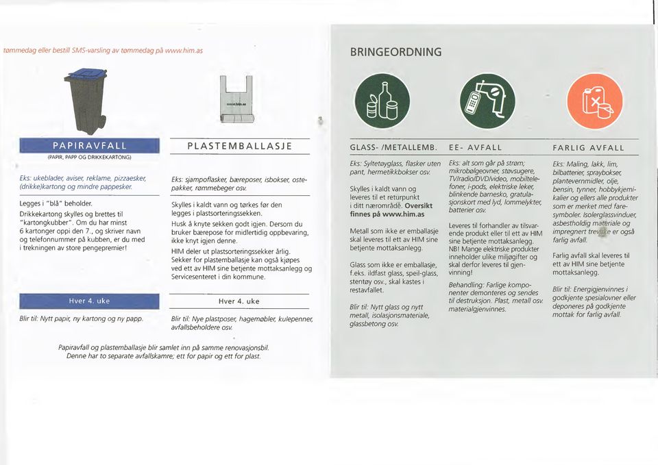 Drikkekartong skylles og brettes til "kartongkubber". Om du har minst 6 kartonger oppi den 7., og skriver navn og telefonnummer på kubben, er du med i trekningen av store pengepremier! H ver 4.