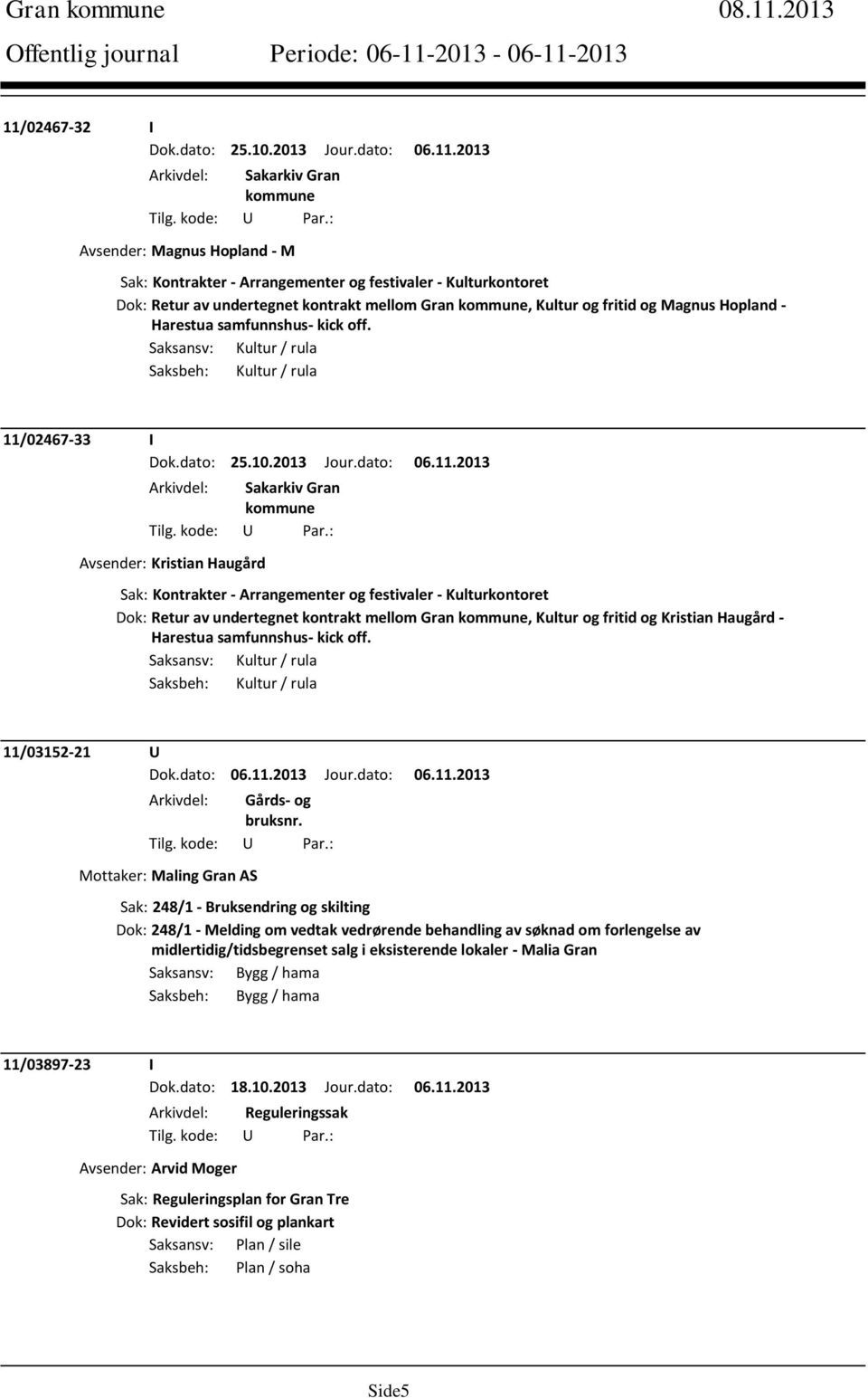 02467-32 I Dok.dato: 25.10.2013 Jour.dato: 06.11.