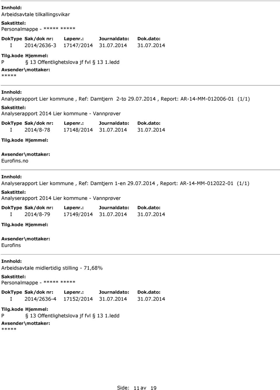 no nnhold: Analyserapport Lier kommune, Ref: Damtjern 1-en 29.07.