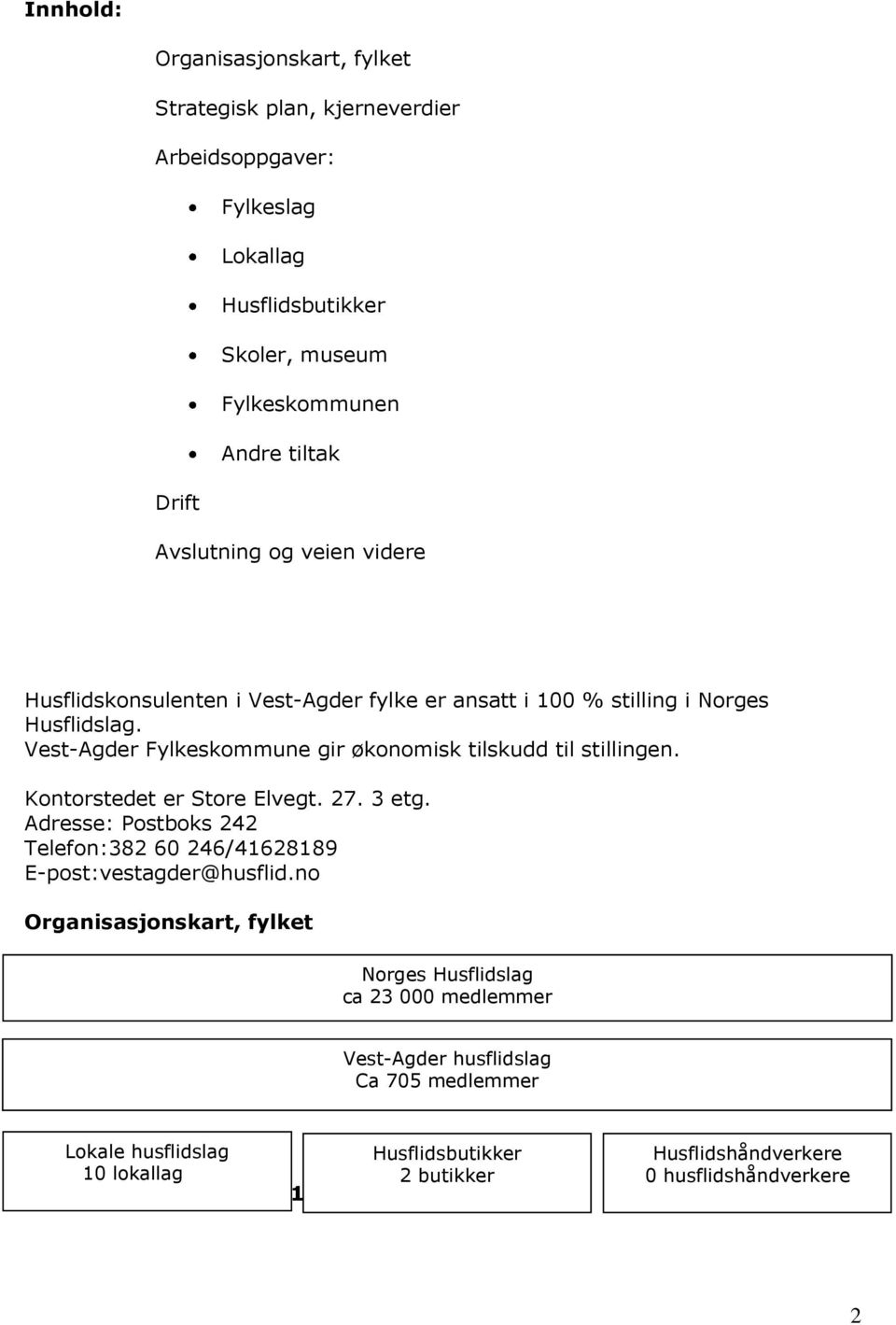 Vest-Agder Fylkeskommune gir økonomisk tilskudd til stillingen. Kontorstedet er Store Elvegt. 27. 3 etg.