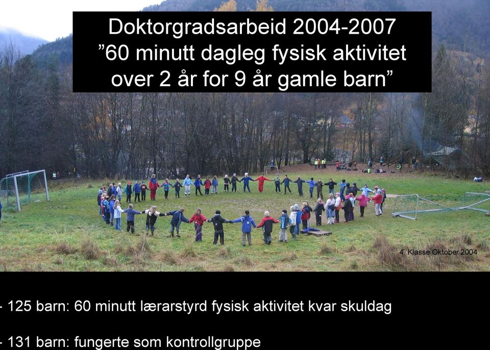 Klasse Oktober 2004 125 barn: 60 minutt lærarstyrd