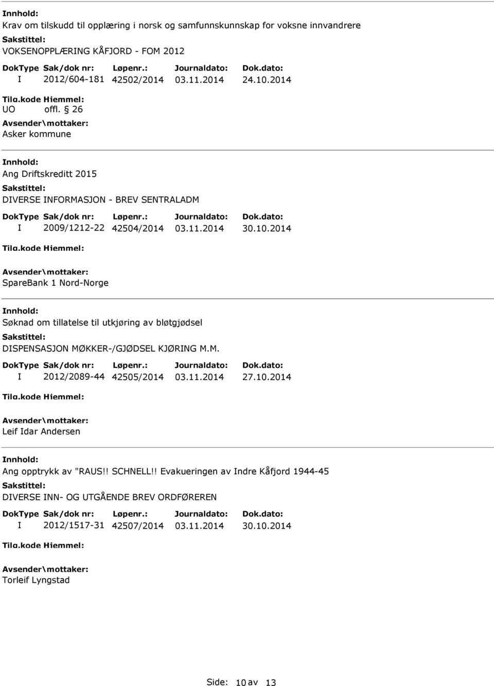 M. 2012/2089-44 42505/2014 27.10.2014 Leif dar Andersen Ang opptrykk av "RAS!! SCHNELL!