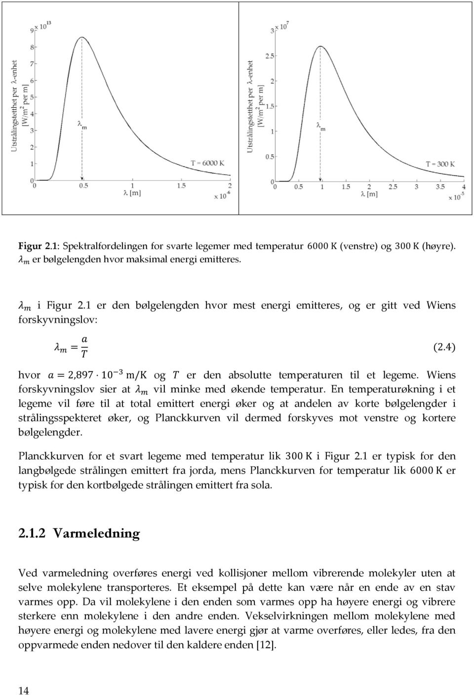 Wiens forskyvningslov sier at vil minke med økende temperatur.