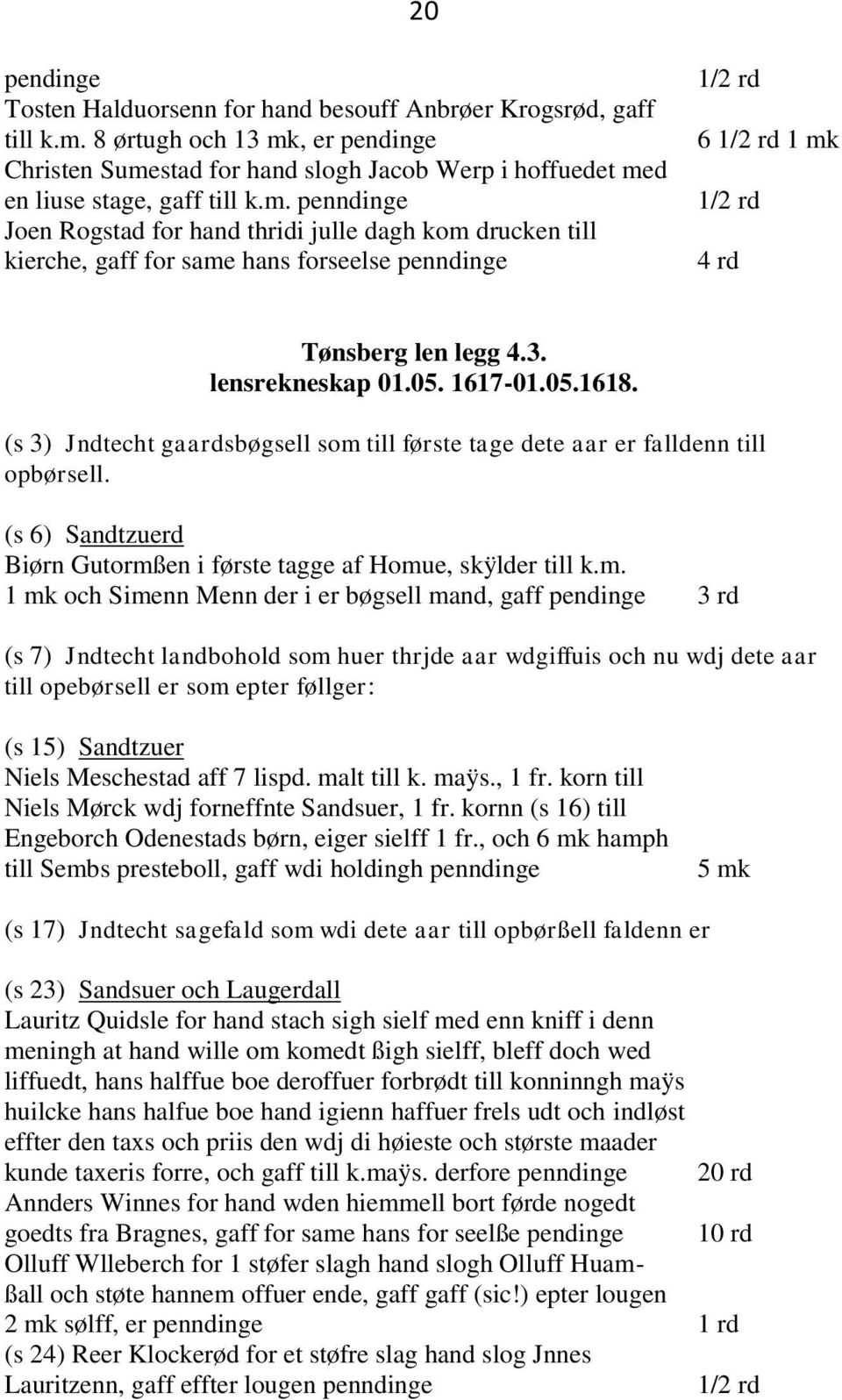 3. lensrekneskap 01.05. 1617-01.05.1618. (s 3) Jndtecht gaardsbøgsell som till første tage dete aar er falldenn till opbørsell.