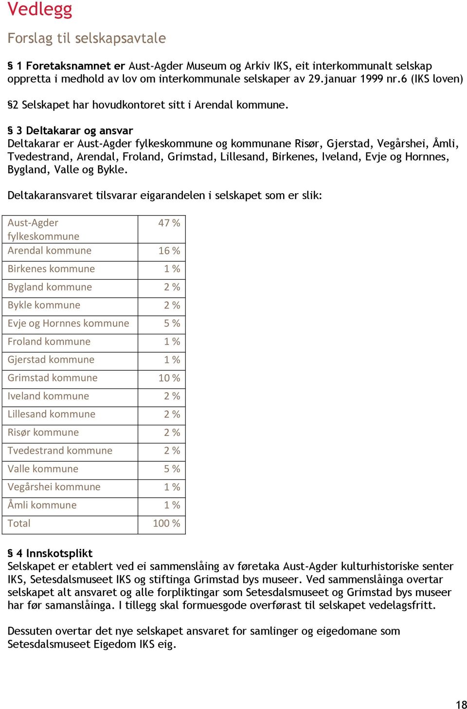 3 Deltakarar og ansvar Deltakarar er Aust-Agder fylkeskommune og kommunane Risør, Gjerstad, Vegårshei, Åmli, Tvedestrand, Arendal, Froland, Grimstad, Lillesand, Birkenes, Iveland, Evje og Hornnes,