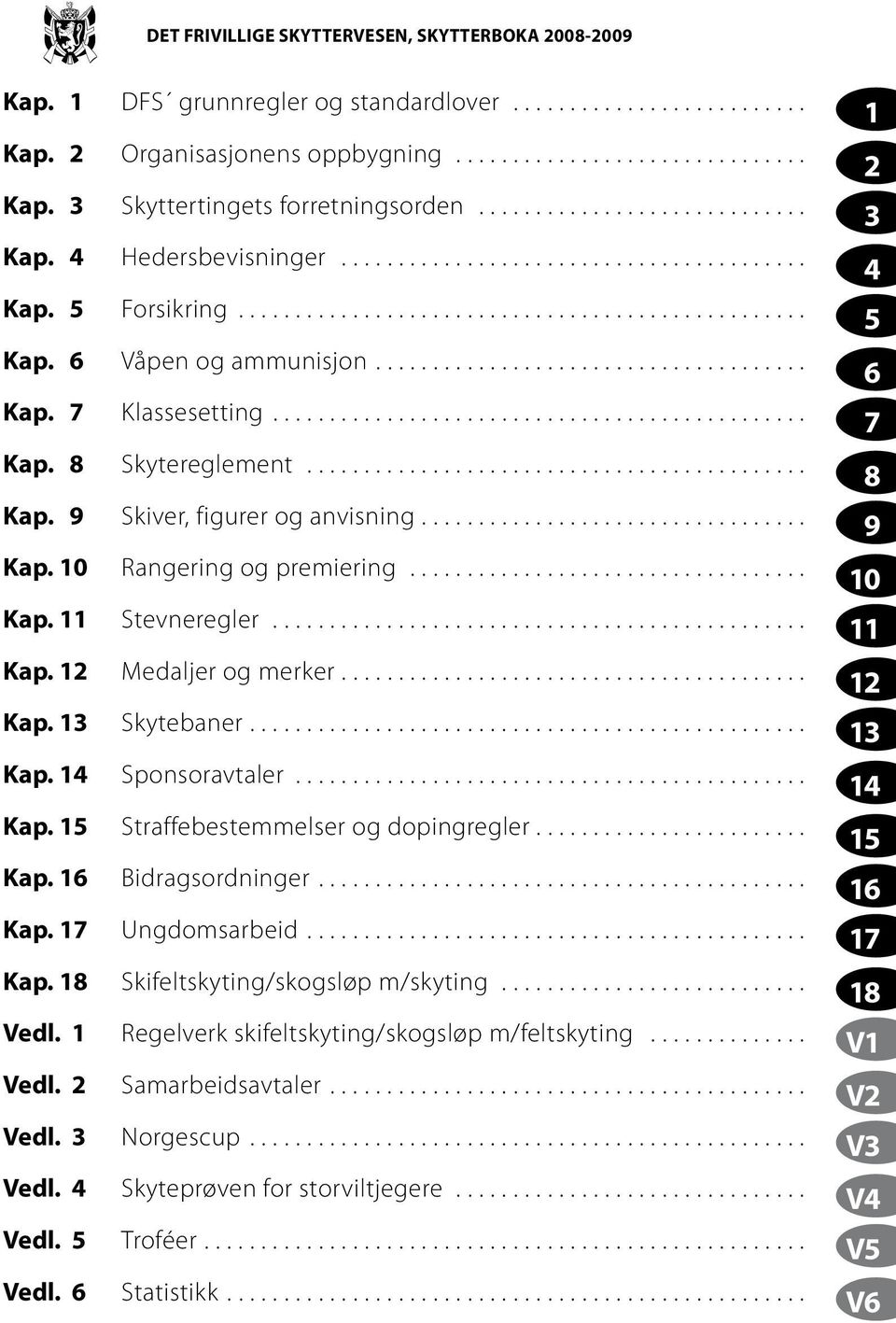 .. Kap. 14 Sponsoravtaler... Kap. 15 Straffebestemmelser og dopingregler... Kap. 16 Bidragsordninger... Kap. 17 Ungdomsarbeid... Kap. 18 Skifeltskyting/skogsløp m/skyting... Vedl.