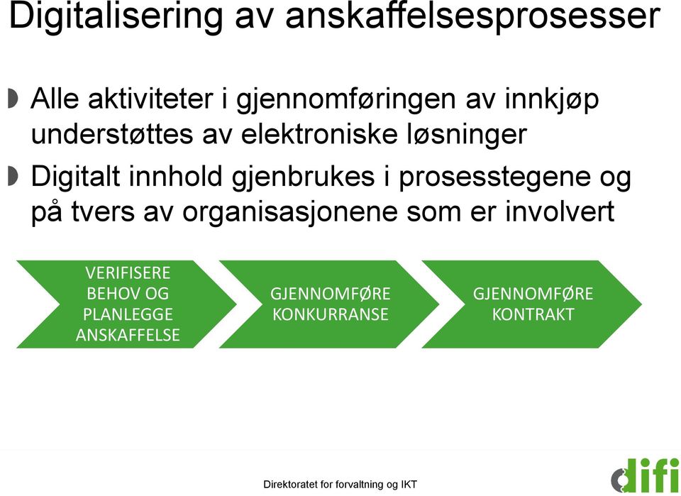 gjenbrukes i prosesstegene og på tvers av organisasjonene som er involvert