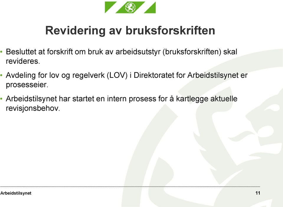 Avdeling for lov og regelverk (LOV) i Direktoratet for er