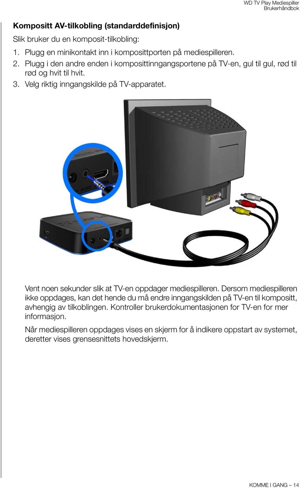 Vent noen sekunder slik at TV-en oppdager mediespilleren.