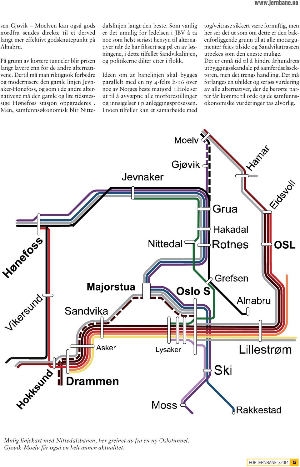 Dertil må man riktignok forbedre og modernisere den gamle linjen Jevnaker-Hønefoss, og som i de andre alternativene må den gamle og lite tidsmessige Hønefoss stasjon oppgraderes.