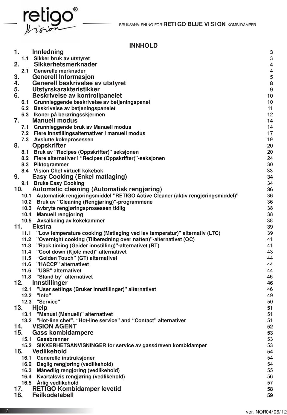 1 Grunnleggende bruk av Manuell modus 14 7.2 Flere innstillingsalternativer i manuell modus 17 7.3 Avslutte kokeprosessen 19 8. Oppskrifter 20 8.1 Bruk av "Recipes (Oppskrifter)" seksjonen 20 8.