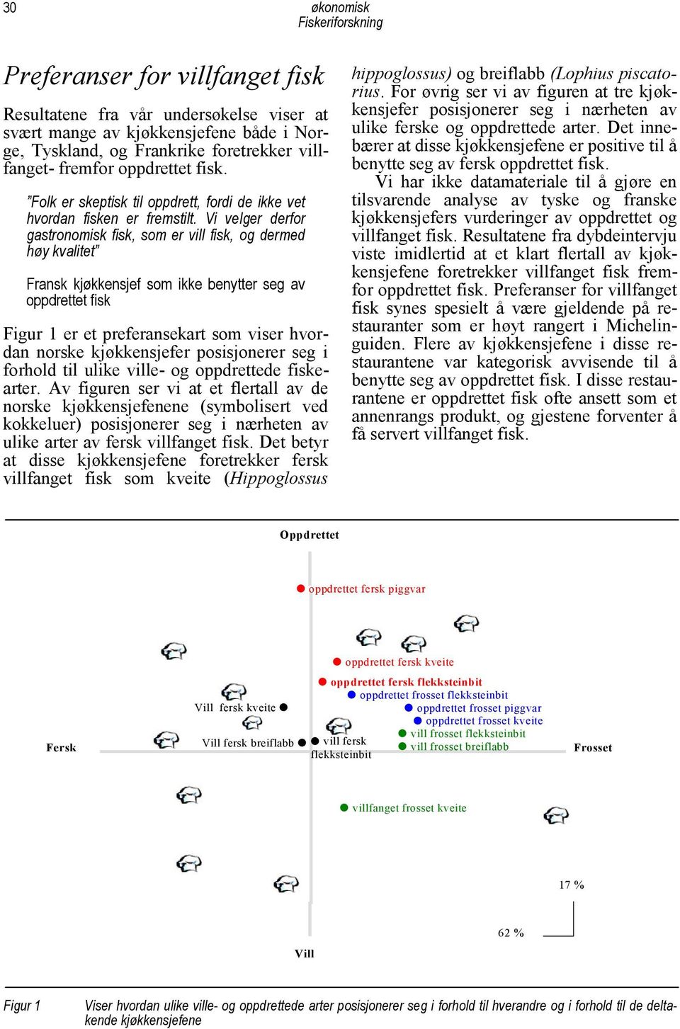 Vi velger derfor gastronomisk fisk, som er vill fisk, og dermed høy kvalitet Fransk kjøkkensjef som ikke benytter seg av oppdrettet fisk Figur 1 er et preferansekart som viser hvordan norske