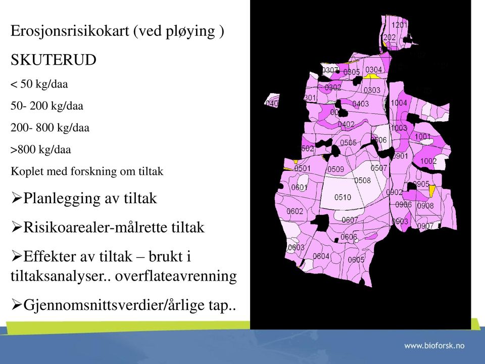 Planlegging av tiltak Risikoarealer-målrette tiltak Effekter av