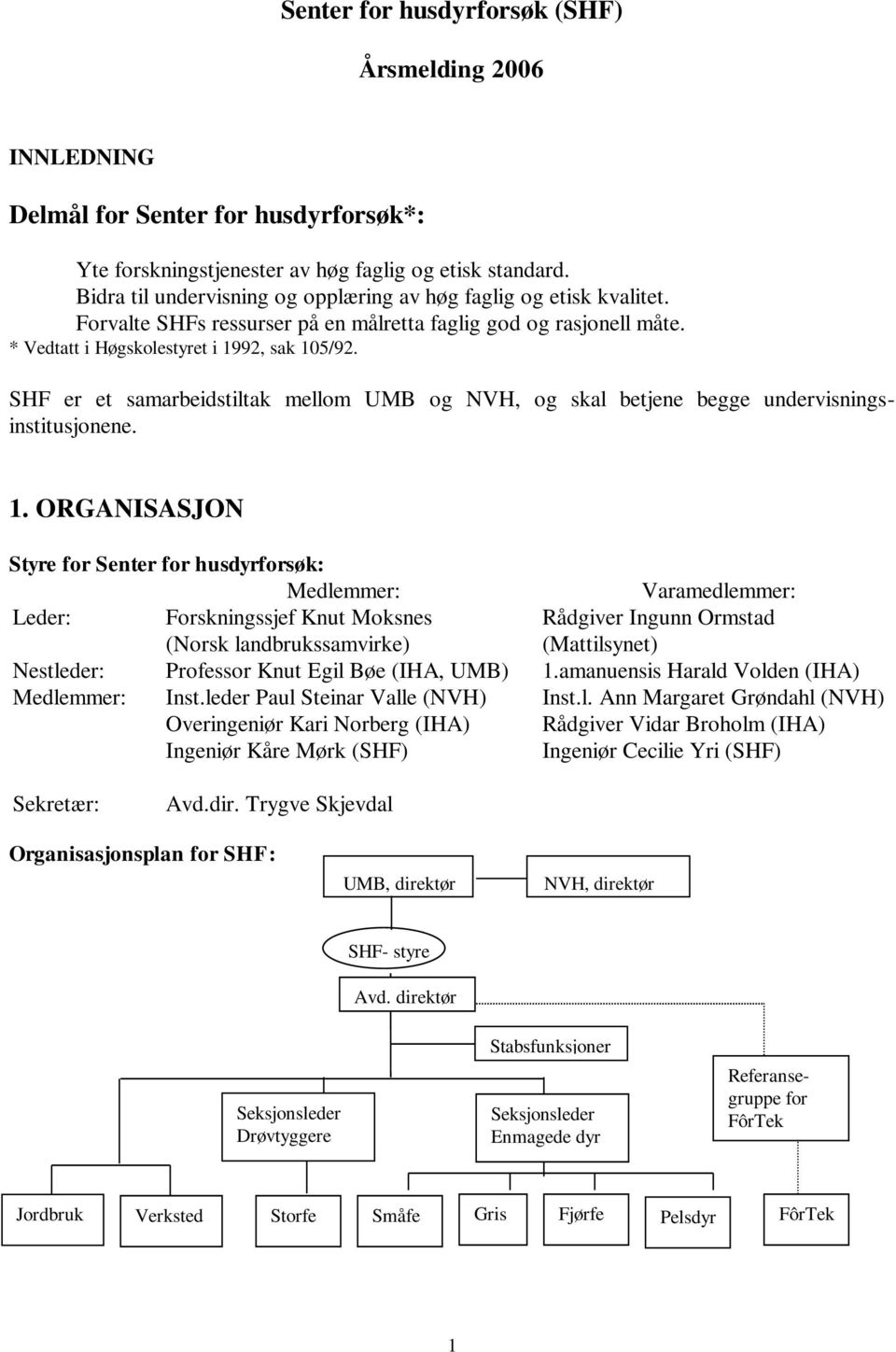 SHF er et samarbeidstiltak mellom UMB og NVH, og skal betjene begge undervisningsinstitusjonene. 1.