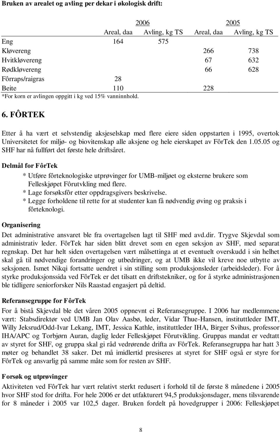 FÔRTEK Etter å ha vært et selvstendig aksjeselskap med flere eiere siden oppstarten i 1995, overtok Universitetet for miljø- og biovitenskap alle aksjene og hele eierskapet av FôrTek den 1.05.