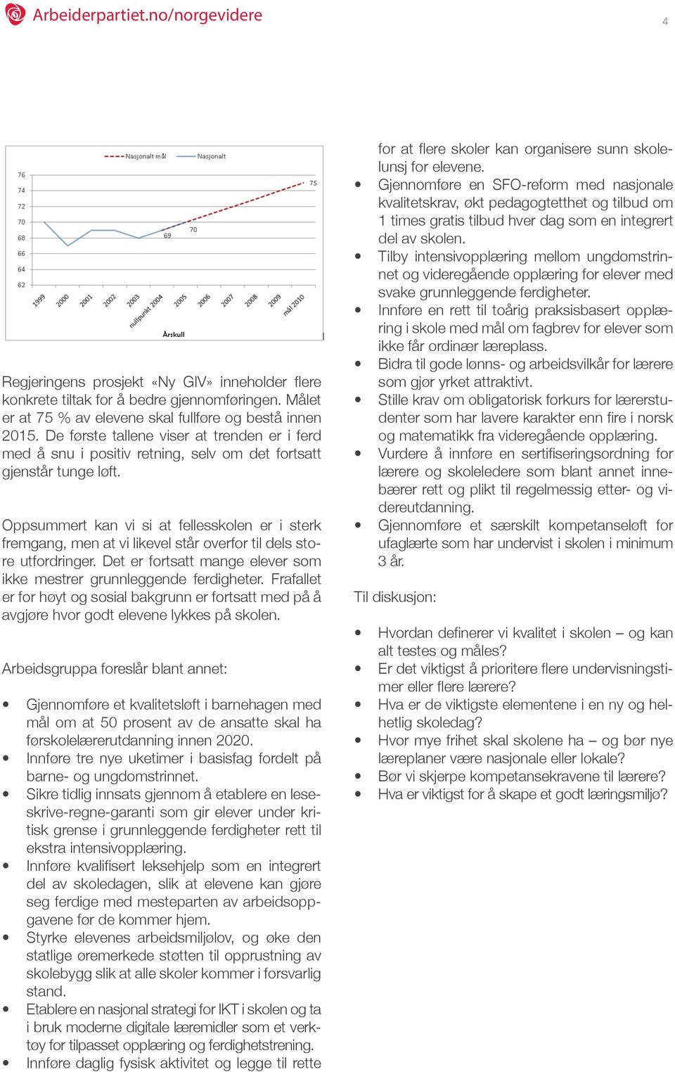 Oppsummert kan vi si at fellesskolen er i sterk fremgang, men at vi likevel står overfor til dels store utfordringer. Det er fortsatt mange elever som ikke mestrer grunnleggende ferdigheter.