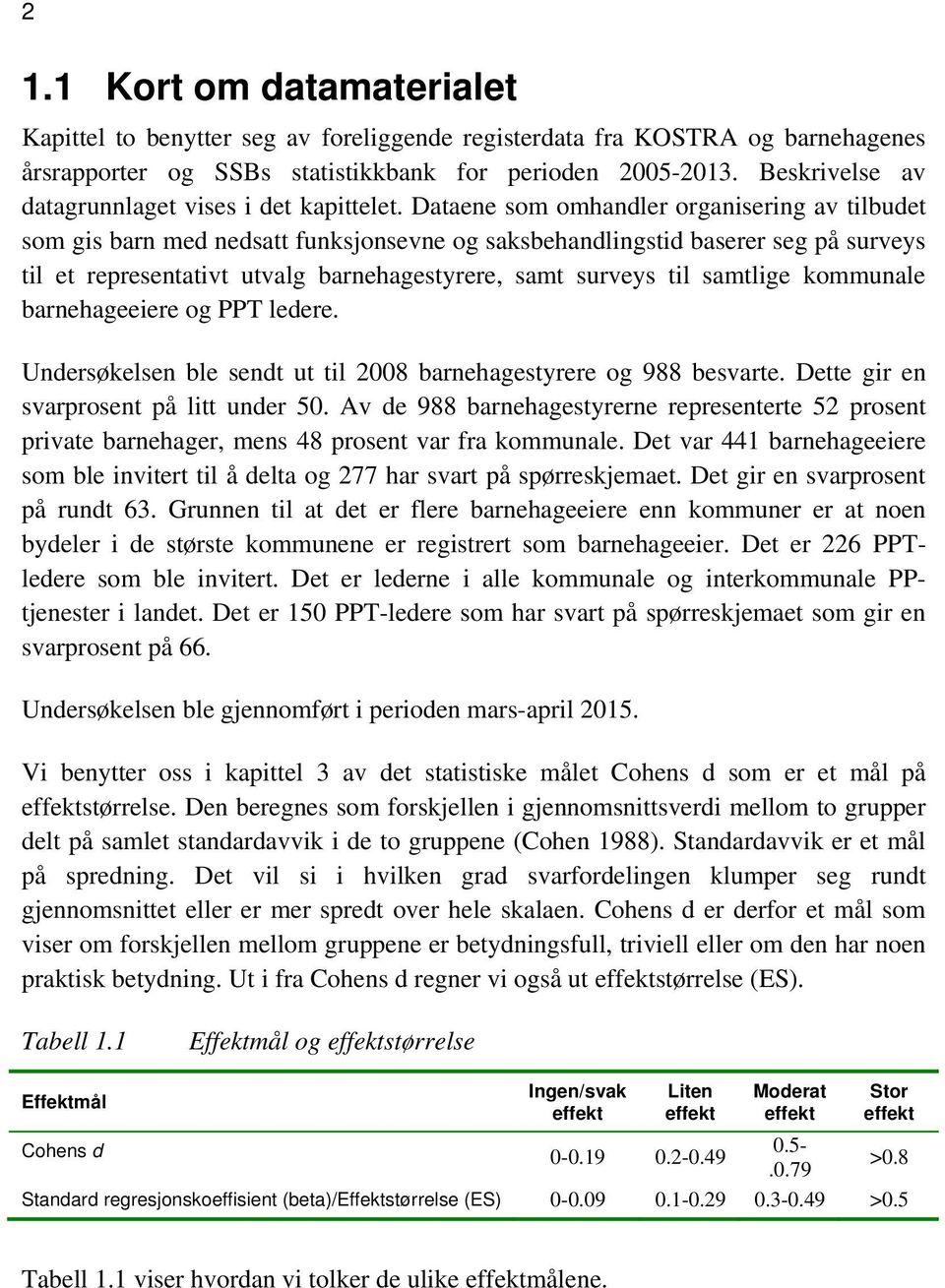 Dataene som omhandler organisering av tilbudet som gis barn med nedsatt funksjonsevne og saksbehandlingstid baserer seg på surveys til et representativt utvalg barnehagestyrere, samt surveys til