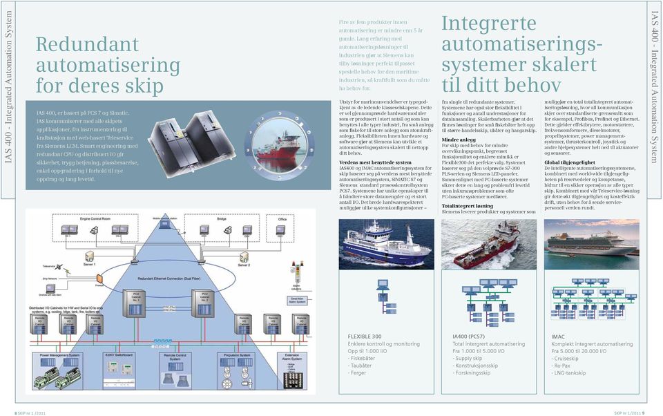 Smart engineering med redundant CPU og distribuert IO gir sikkerhet, trygg betjening, plassbesarelse, enkel oppgradering i forhold til nye oppdrag og lang levetid.