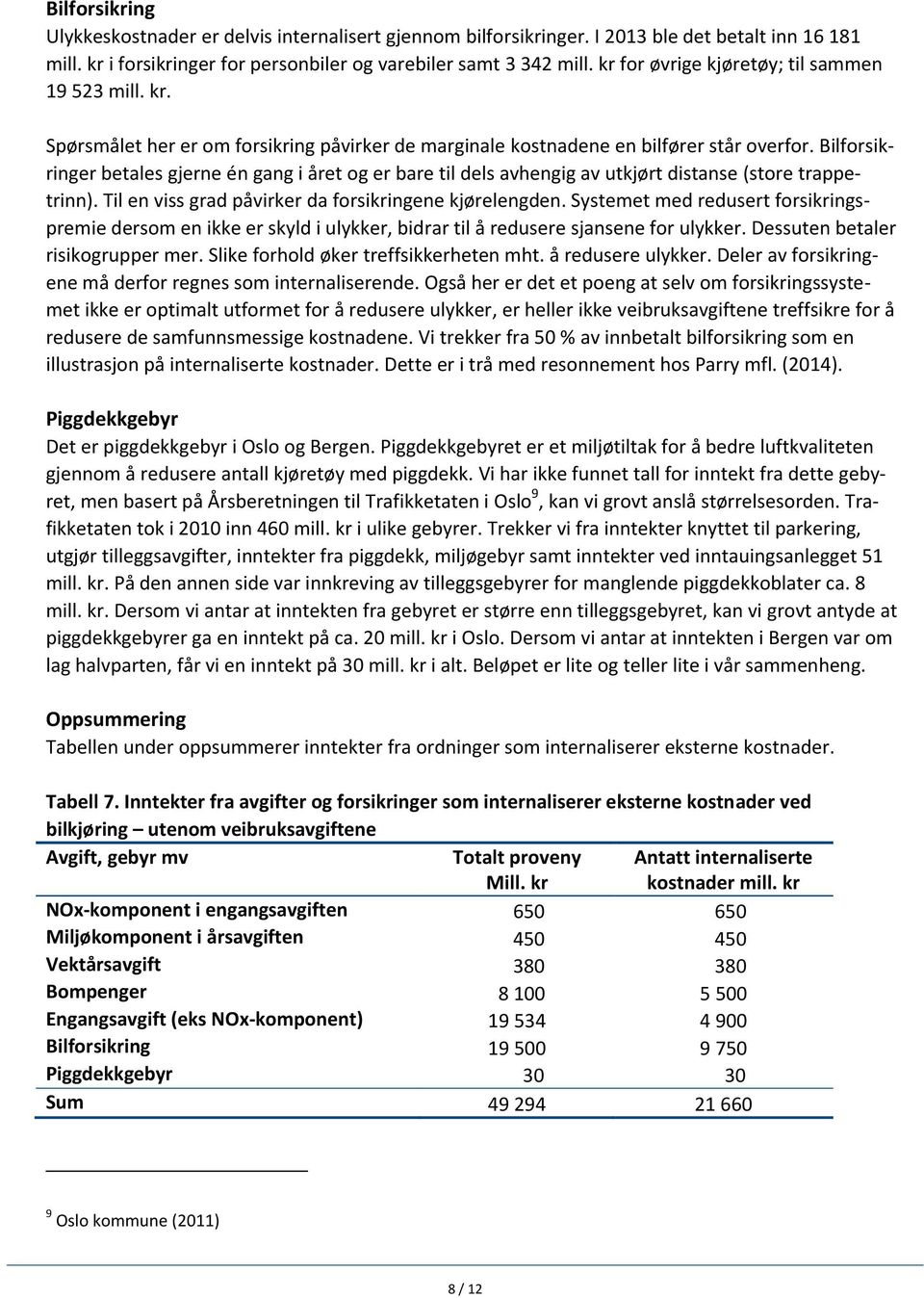 Bilforsikringer betales gjerne én gang i året og er bare til dels avhengig av utkjørt distanse (store trappetrinn). Til en viss grad påvirker da forsikringene kjørelengden.