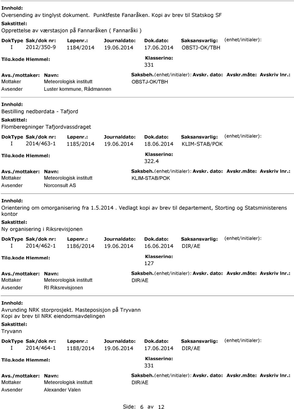 /mottaker: Navn: Saksbeh. Avskr. dato: Avskr.måte: Avskriv lnr.: KLM-STAB/POK Norconsult AS Orientering om omorganisering fra 1.5.2014.