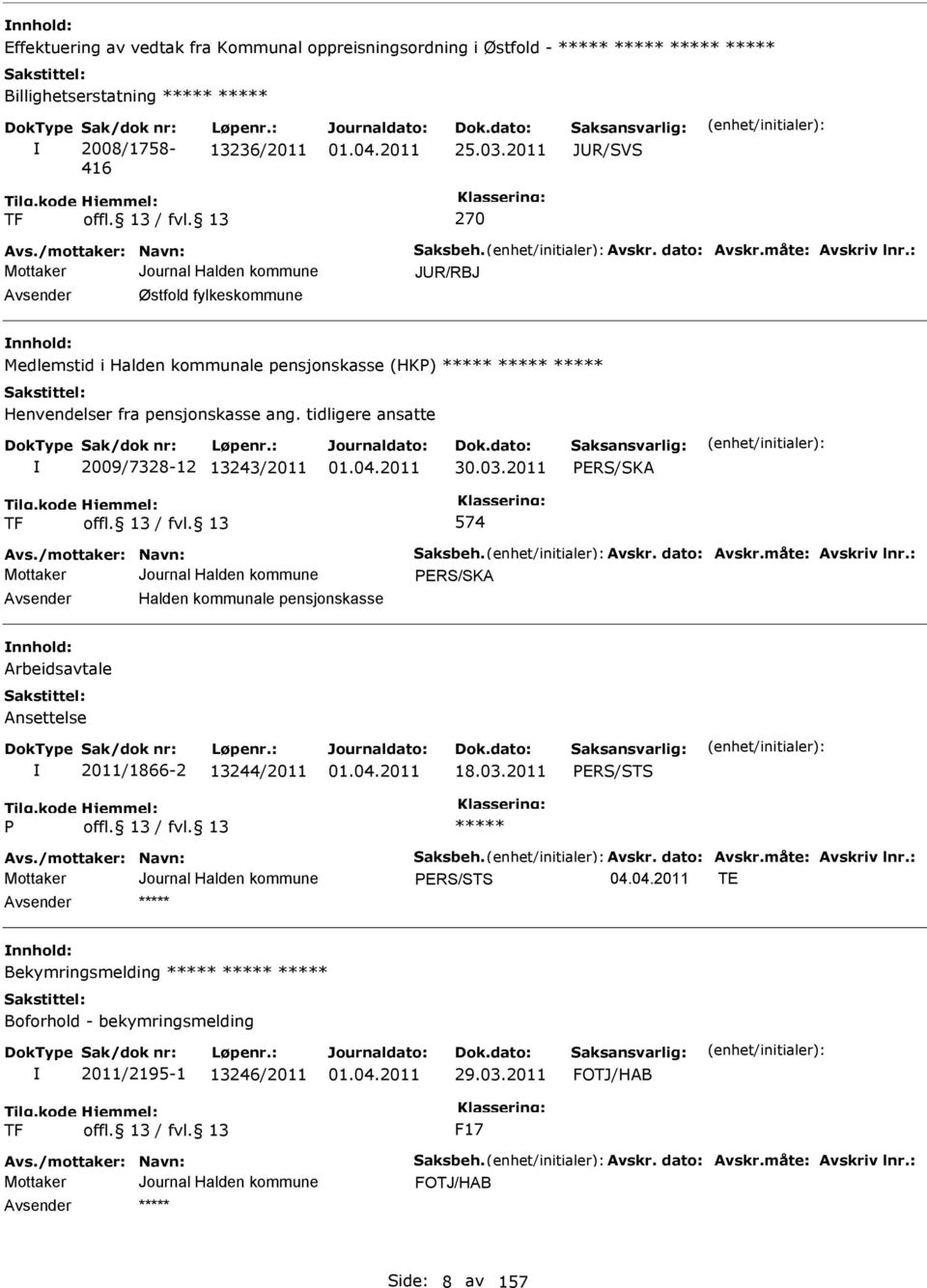 tidligere ansatte 2009/7328-12 13243/2011 30.03.