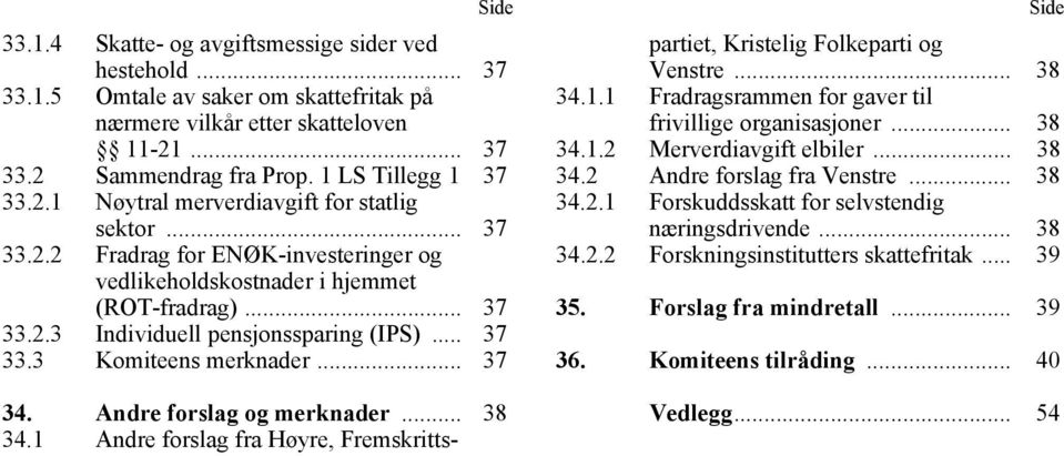 Andre forslag og merknader... 38 34.1 Andre forslag fra Høyre, Fremskrittspartiet, Kristelig Folkeparti og Venstre... 38 34.1.1 Fradragsrammen for gaver til frivillige organisasjoner... 38 34.1.2 Merverdiavgift elbiler.