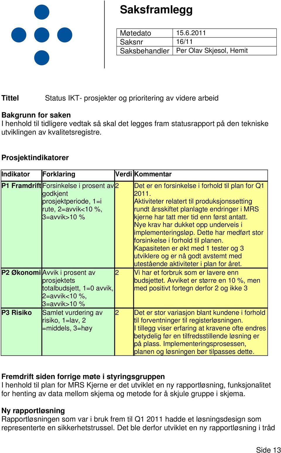 statusrapport på den tekniske utviklingen av kvalitetsregistre.