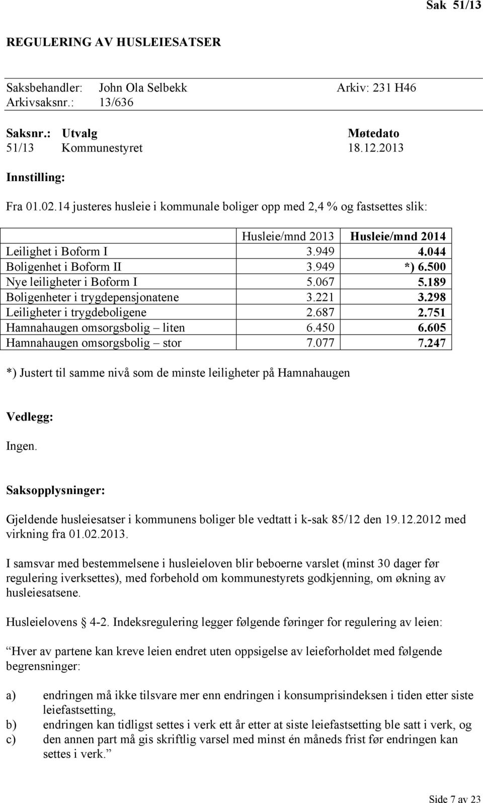 500 Nye leiligheter i Boform I 5.067 5.189 Boligenheter i trygdepensjonatene 3.221 3.298 Leiligheter i trygdeboligene 2.687 2.751 Hamnahaugen omsorgsbolig liten 6.450 6.