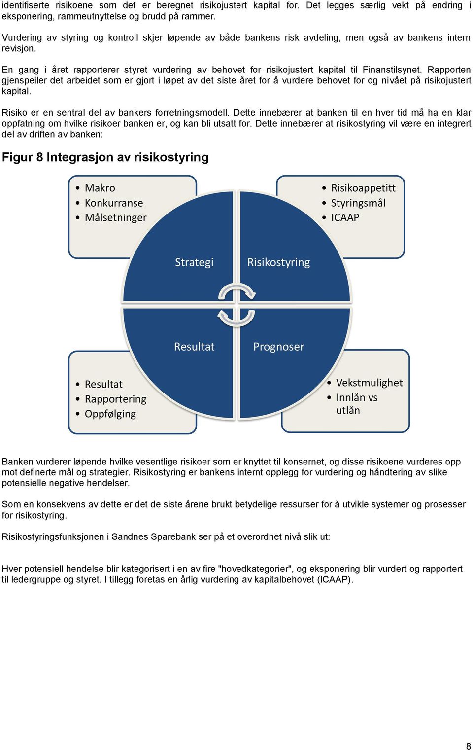 En gang i året rapporterer styret vurdering av behovet for risikojustert kapital til Finanstilsynet.