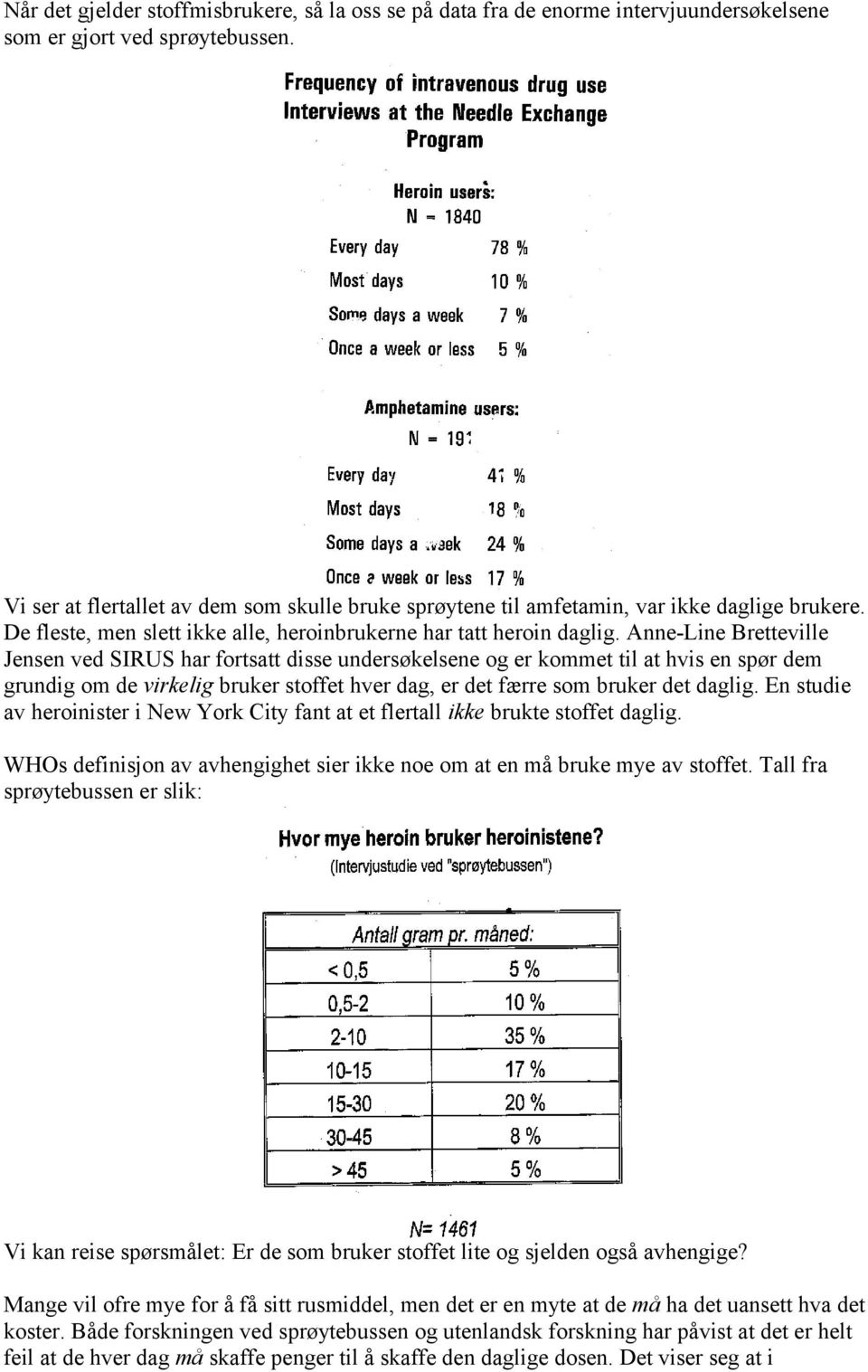 Anne-Line Bretteville Jensen ved SIRUS har fortsatt disse undersøkelsene og er kommet til at hvis en spør dem grundig om de virkelig bruker stoffet hver dag, er det færre som bruker det daglig.