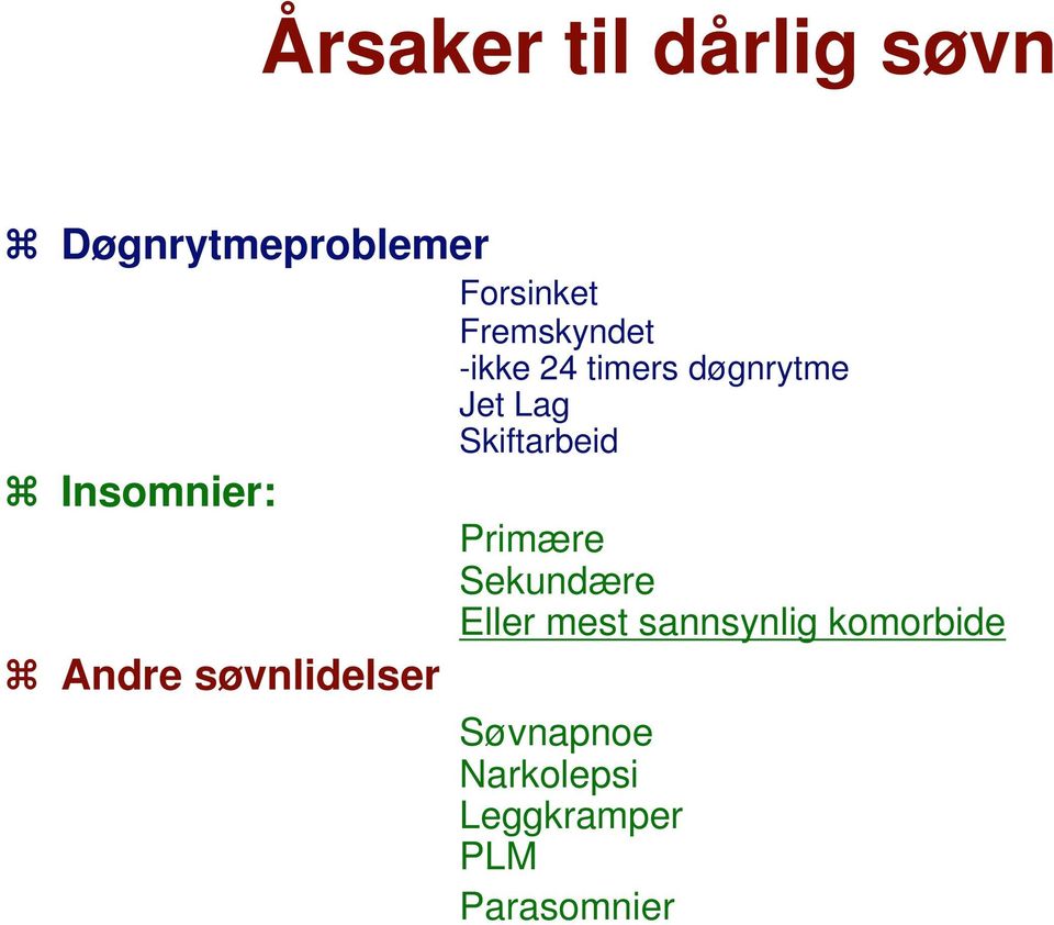 Insomnier: Primære Sekundære Eller mest sannsynlig