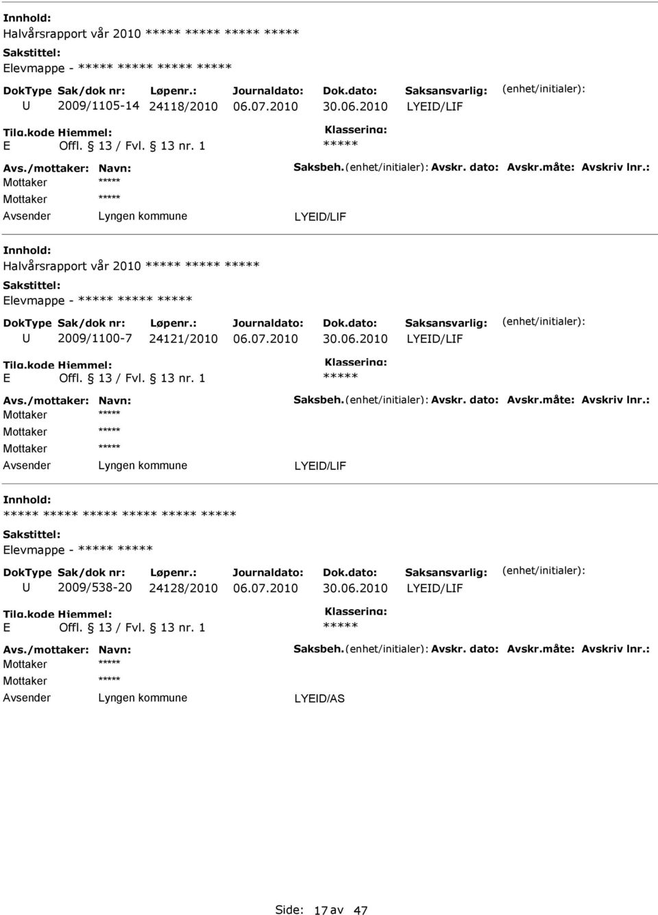 24121/2010 levmappe - 2009/538-20