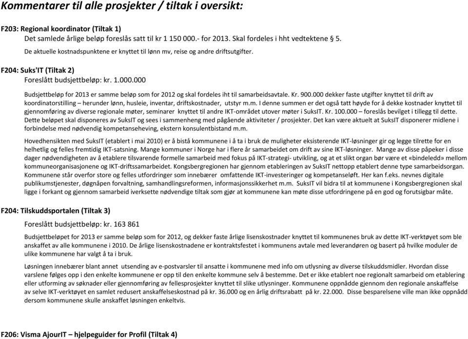 000 Budsjettbeløp for 2013 er samme beløp som for 2012 og skal fordeles iht til samarbeidsavtale. Kr. 900.