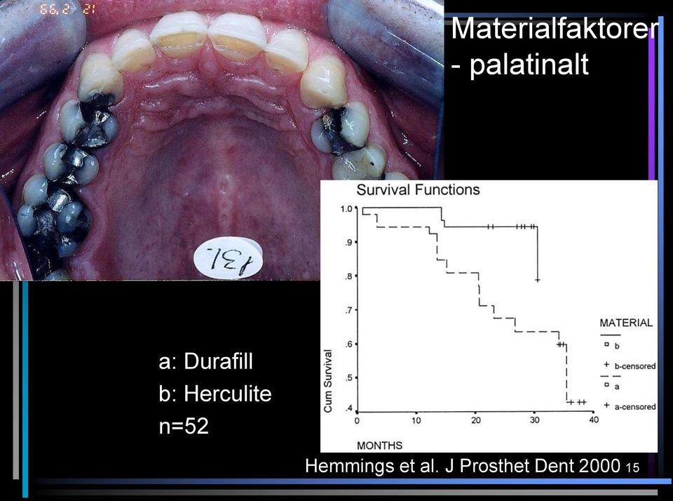 a: Durafill b: Herculite n=52