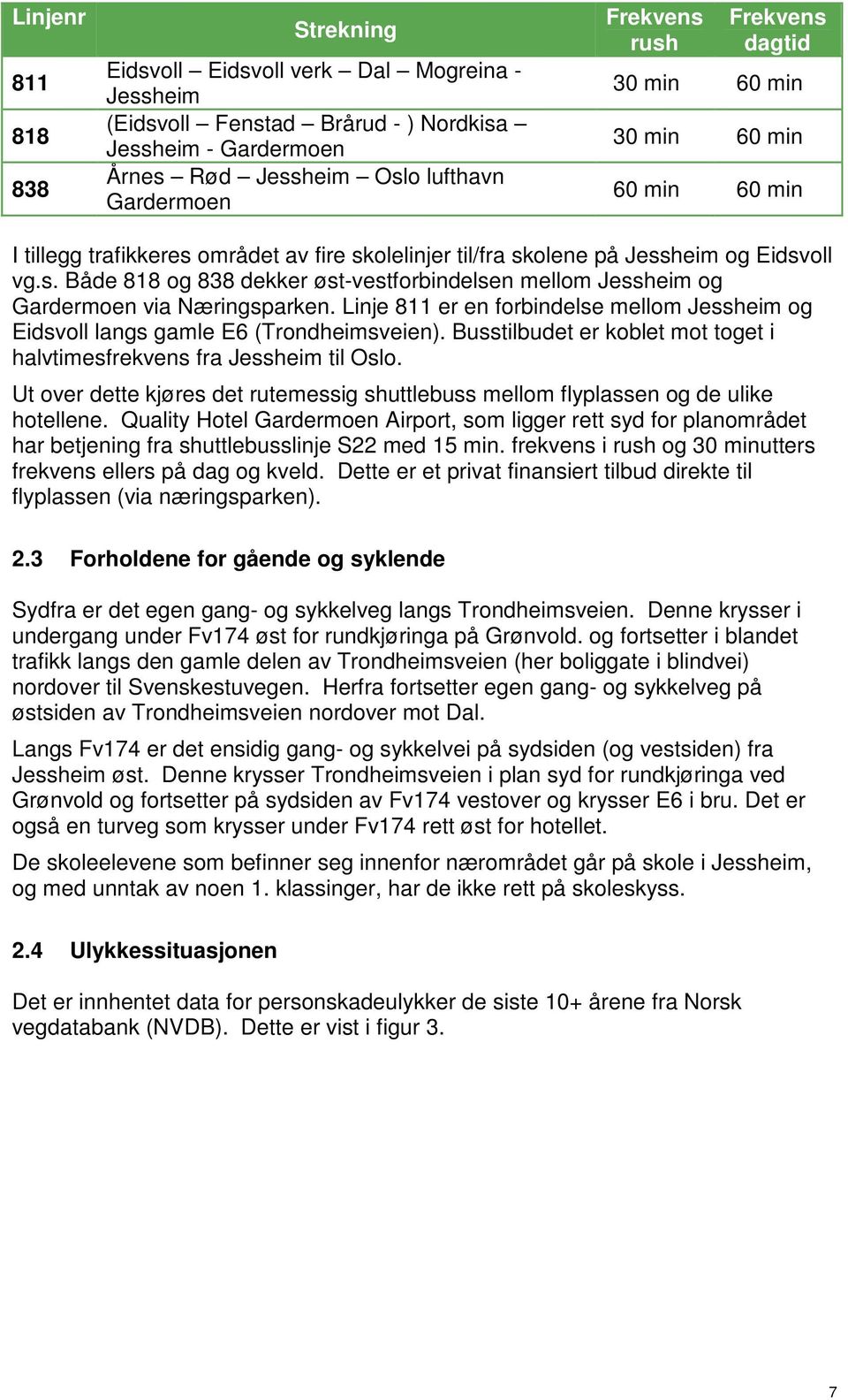 Linje 811 er en forbindelse mellom Jessheim og Eidsvoll langs gamle E6 (Trondheimsveien). Busstilbudet er koblet mot toget i halvtimesfrekvens fra Jessheim til Oslo.