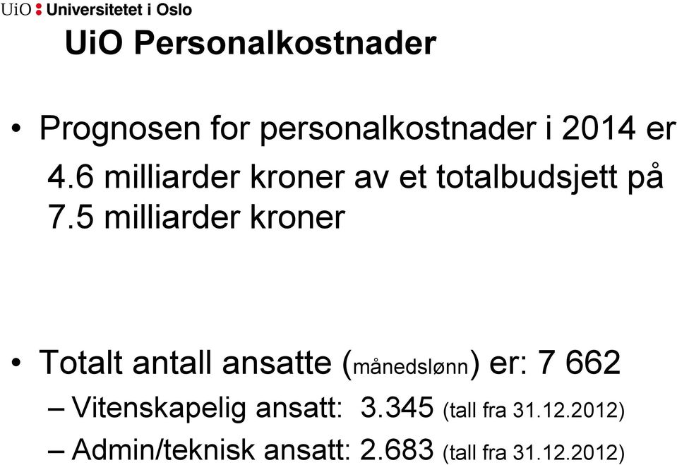 5 milliarder kroner Totalt antall ansatte (månedslønn) er: 7 662