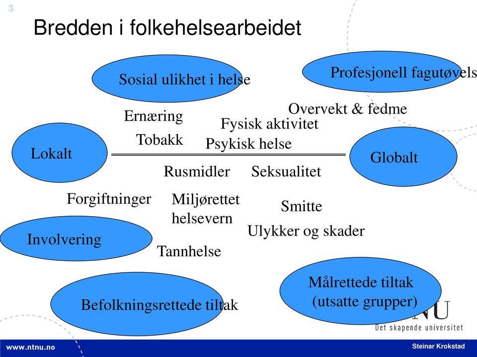 Tobakk Psykisk helse Globalt Rusmidler Seksualitet Miljørettet helsevern