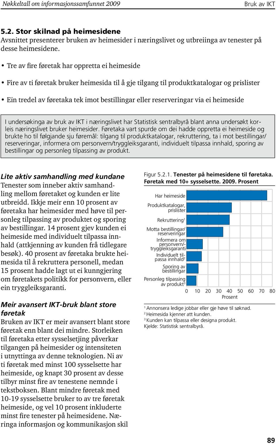 via ei heimeside I undersøkinga av bruk av IKT i næringslivet har Statistisk sentralbyrå blant anna undersøkt korleis næringslivet bruker heimesider.