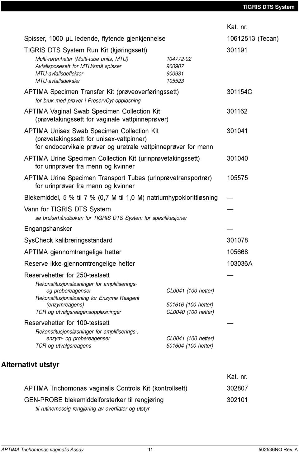 (prøvetakingssett for vaginale vattpinneprøver) APTIMA Unisex Swab Specimen Collection Kit (prøvetakingssett for unisex-vattpinner) for endocervikale prøver og uretrale vattpinneprøver for menn