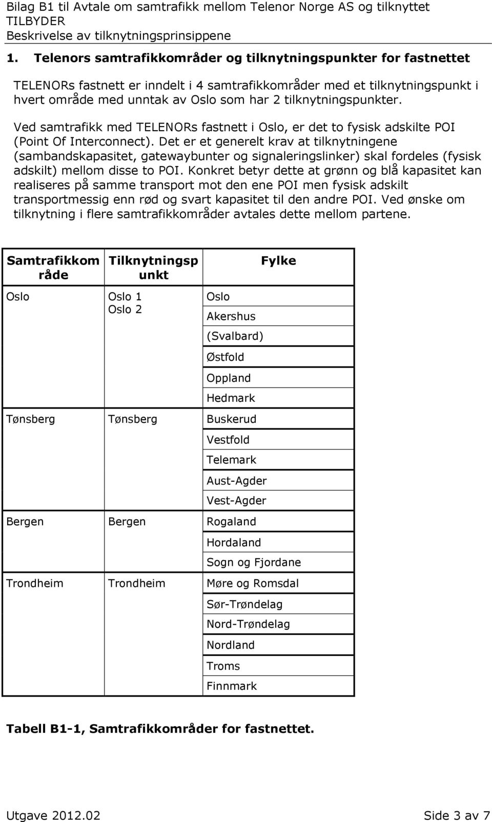 Det er et generelt krav at tilknytningene (sambandskapasitet, gatewaybunter og signaleringslinker) skal fordeles (fysisk adskilt) mellom disse to POI.