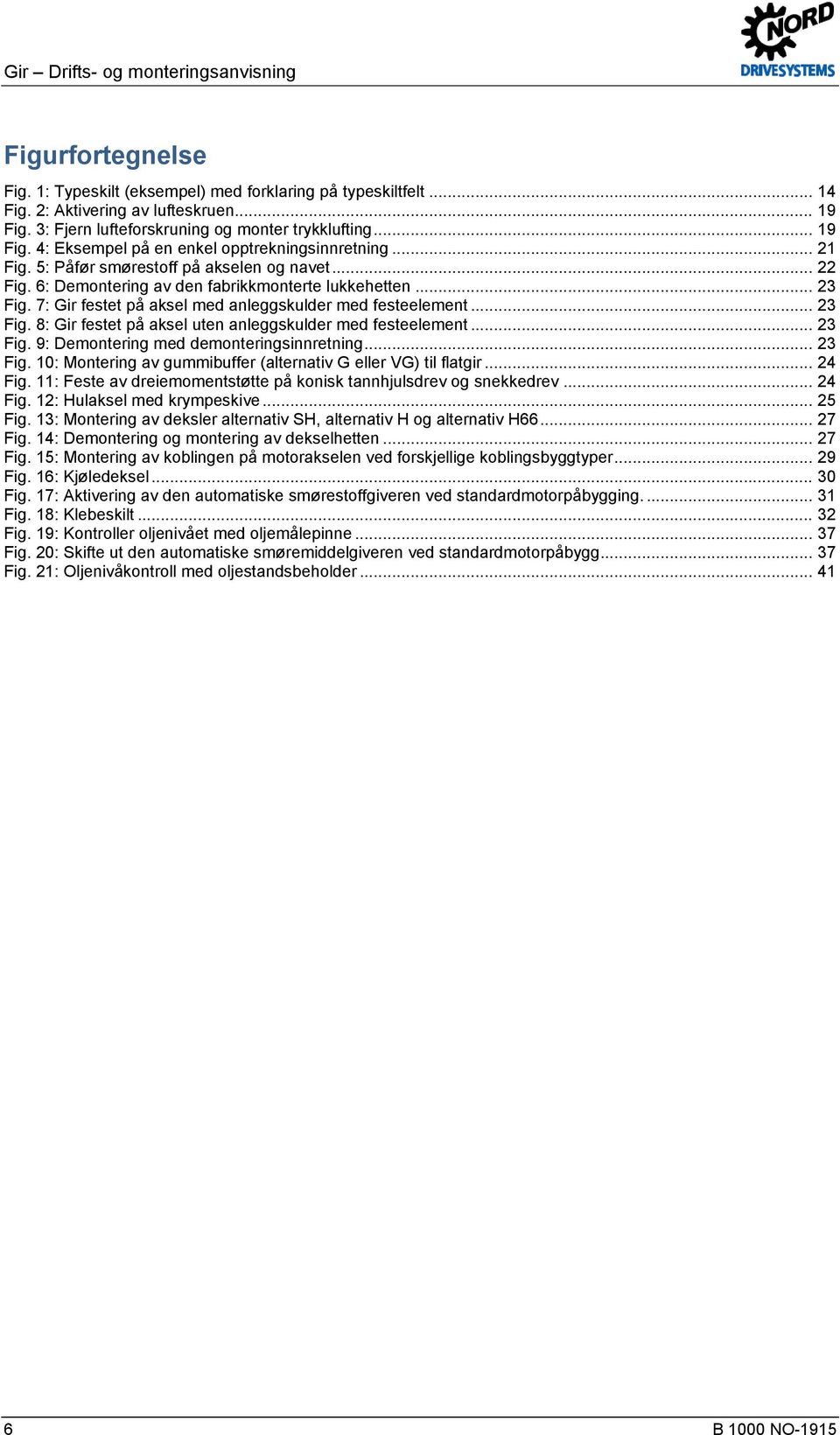 6: Demontering av den fabrikkmonterte lukkehetten... 23 Fig. 7: Gir festet på aksel med anleggskulder med festeelement... 23 Fig. 8: Gir festet på aksel uten anleggskulder med festeelement... 23 Fig. 9: Demontering med demonteringsinnretning.