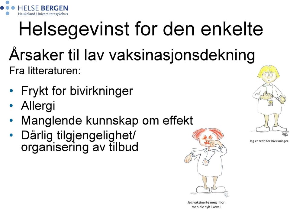 bivirkninger Allergi Manglende kunnskap om