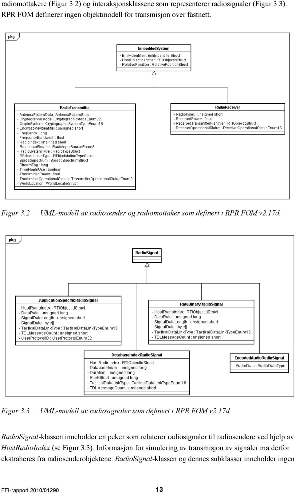 Figur 3.3 UML-modell av radiosignaler som definert i RPR FOM v2.17d.